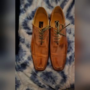 SOLD Men's Steven Land Square Toe Brogue Shoes Tan Size 14 100% Genuine Leather